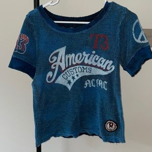 Affliction American Customs Terry Crop Top, Large